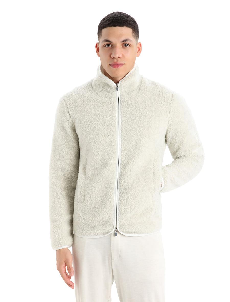 Icebreaker RealFleece™ Merino High Pile Long Sleeve Zip Férfi Kapucnis Pulóver Fehér | HU 1248HAPK